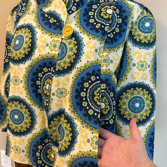 Beautiful Handmade Medallion Retro Bold Jacket Top High Collar Blouse - Picture 6 of 7